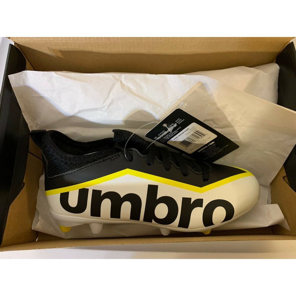 Youth Umbro Finale Soccer Football Cleats White‎ Black Yellow Big Kid’s Size 2Y